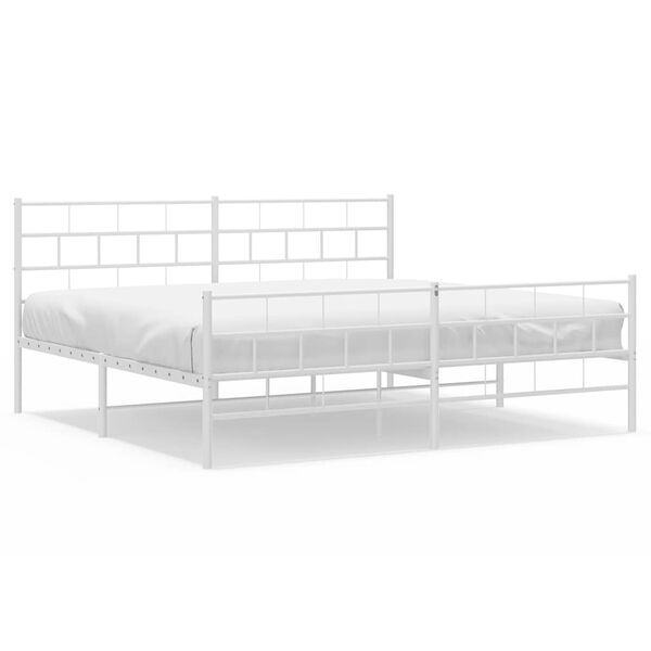 vidaXL Metal Bed Frame without Mattress with Footboard White 183x213cm