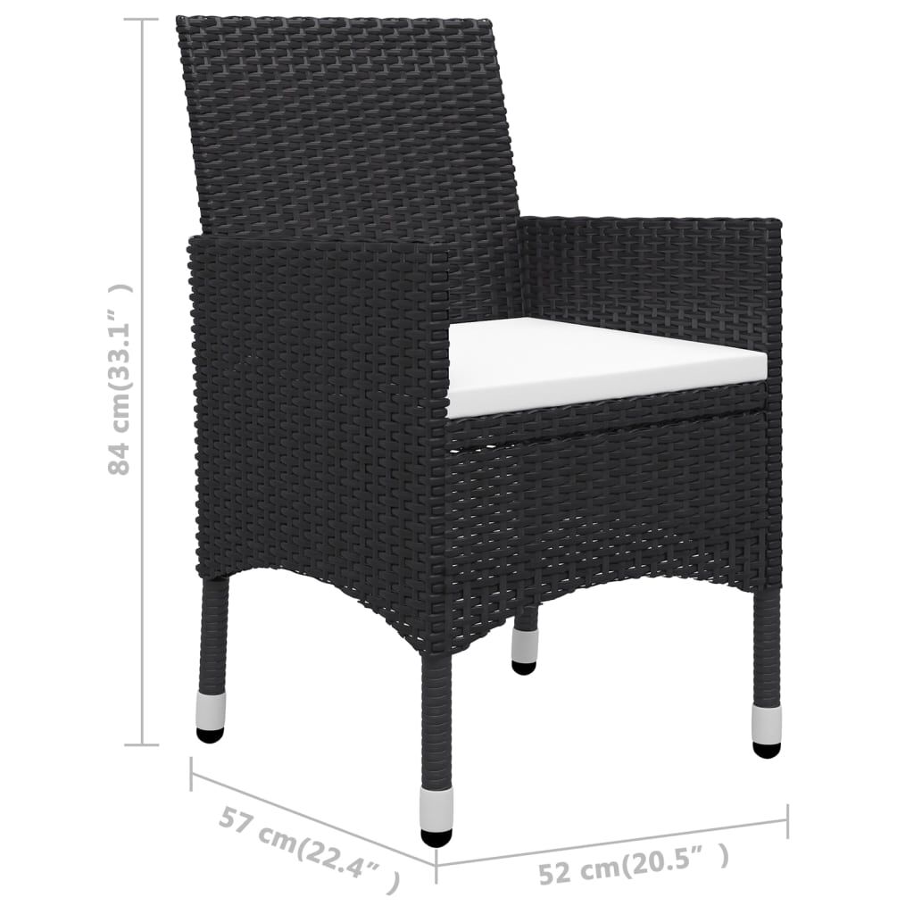 vidaXL 3 Piece Bistro Set Poly Rattan and Acacia Wood Black