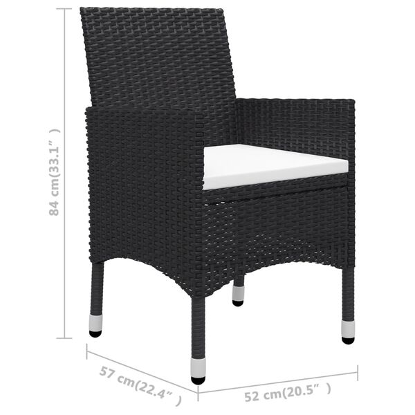 vidaXL 3 Piece Bistro Set Poly Rattan and Acacia Wood Black