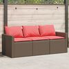 vidaXL Garden Sofa with Cushions 3-Seater Brown Poly Rattan