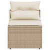 vidaXL Garden Sofas Armless with Cushions 2 pcs Beige Poly Rattan