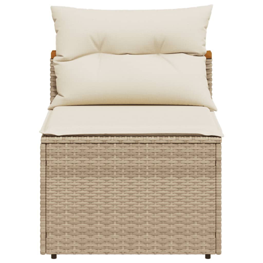 vidaXL Garden Sofas Armless with Cushions 2 pcs Beige Poly Rattan