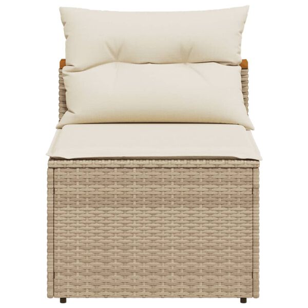 vidaXL Garden Sofas Armless with Cushions 2 pcs Beige Poly Rattan