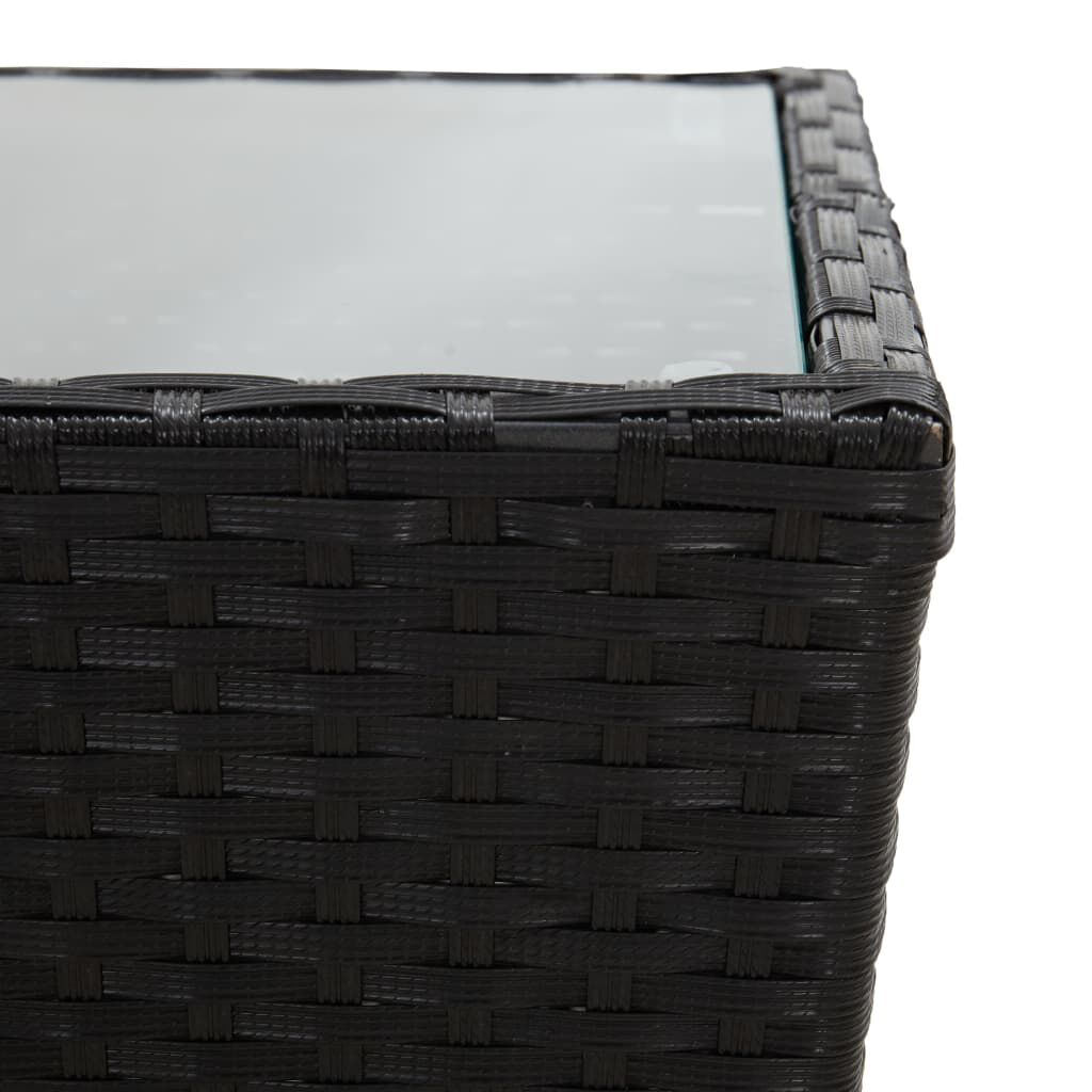 vidaXL 3 Piece Garden Bistro Set Poly Rattan and Glass Black