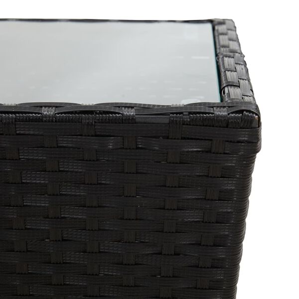 vidaXL 3 Piece Garden Bistro Set Poly Rattan and Glass Black
