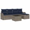 vidaXL Garden Sofa Set with Cushion 6 pcs Grey and Navy Poly Rattan