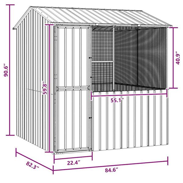 vidaXL Bird Cage Anthracite 215 x 209 x 230 cm Galvanised steel