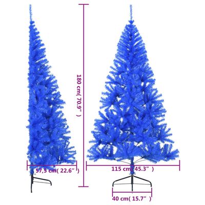 vidaXL Artificial Half Christmas Tree with Stand Blue 180 cm PVC