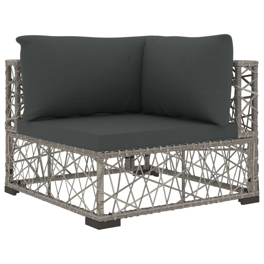 vidaXL 6 Piece Garden Lounge Set with Cushions Poly Rattan grey