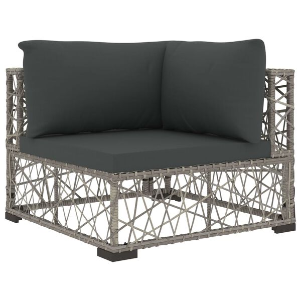 vidaXL 6 Piece Garden Lounge Set with Cushions Poly Rattan grey
