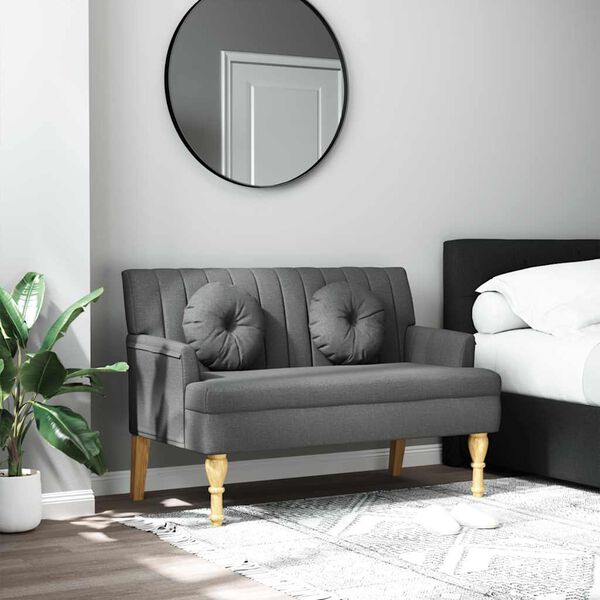 vidaXL Bench with Cushions Dark Grey 113x64.5x75.5 cm Fabric