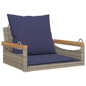 vidaXL Swing Bench with Cushions Grey 63x62x40 cm Poly Rattan