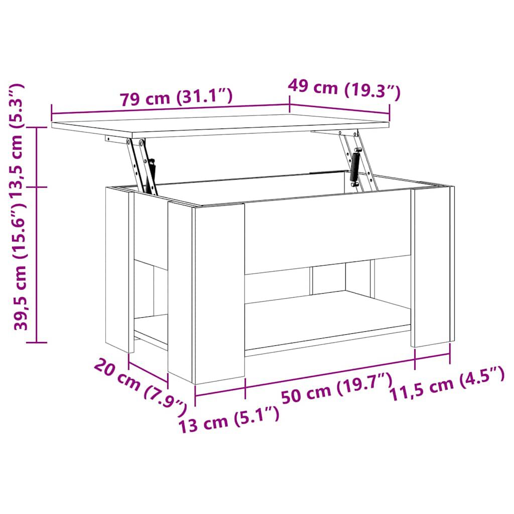vidaXL Coffee Table Sonoma Oak 79x49x41 cm Engineered Wood