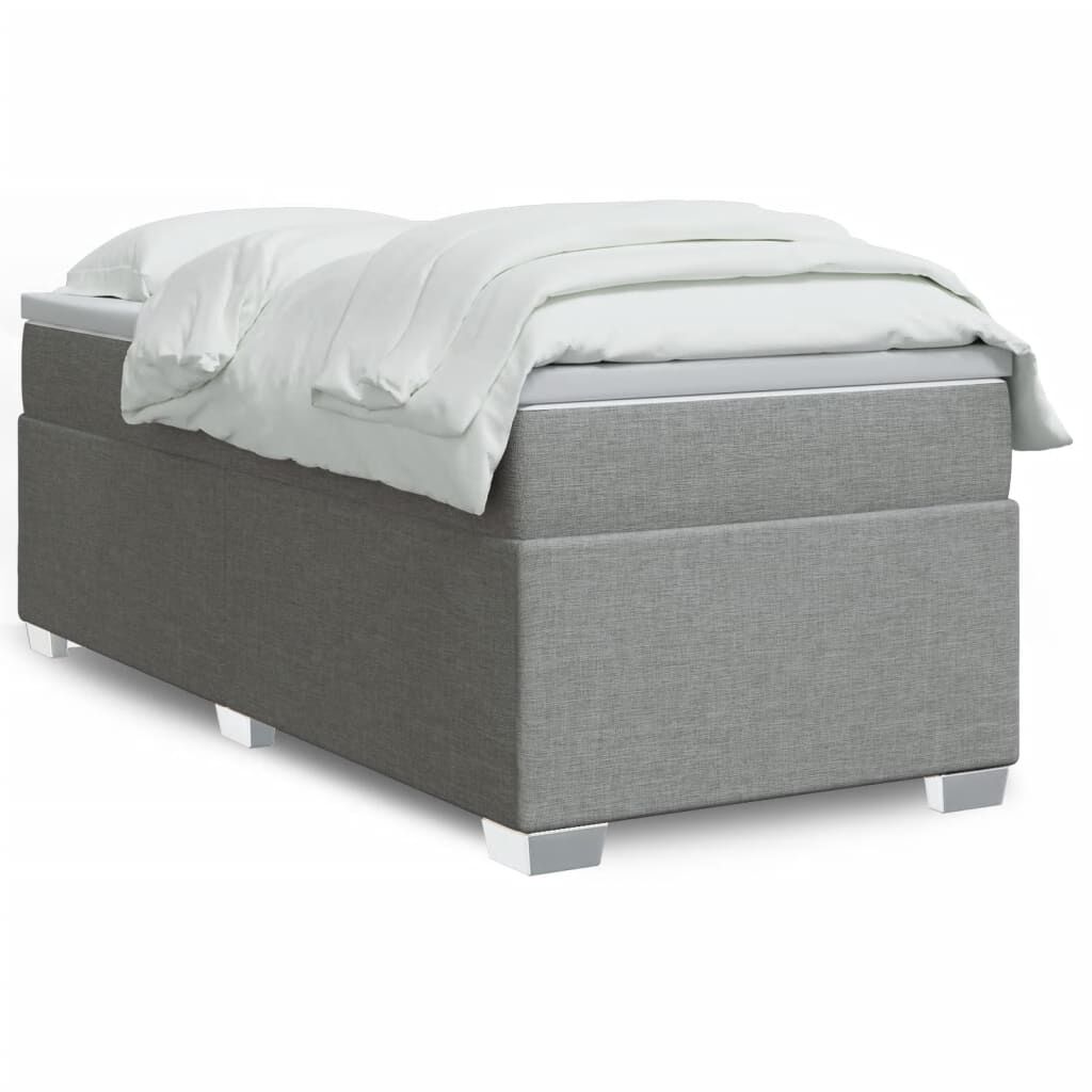 vidaXL Box Spring Bed with Mattress Light Grey Twin XL Fabric