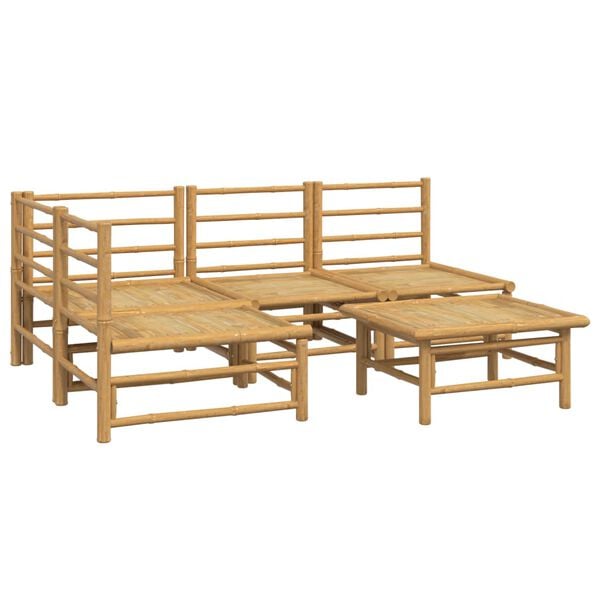 vidaXL 5 Piece Garden Lounge Set with Light Grey Cushions Bamboo