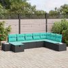 vidaXL Garden Sofa Set with Cushion 8 pcs Black Poly Rattan