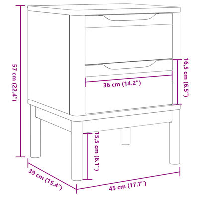 vidaXL Bedside Cabinet FLORO Grey 45x39x57 cm Solid Wood Pine