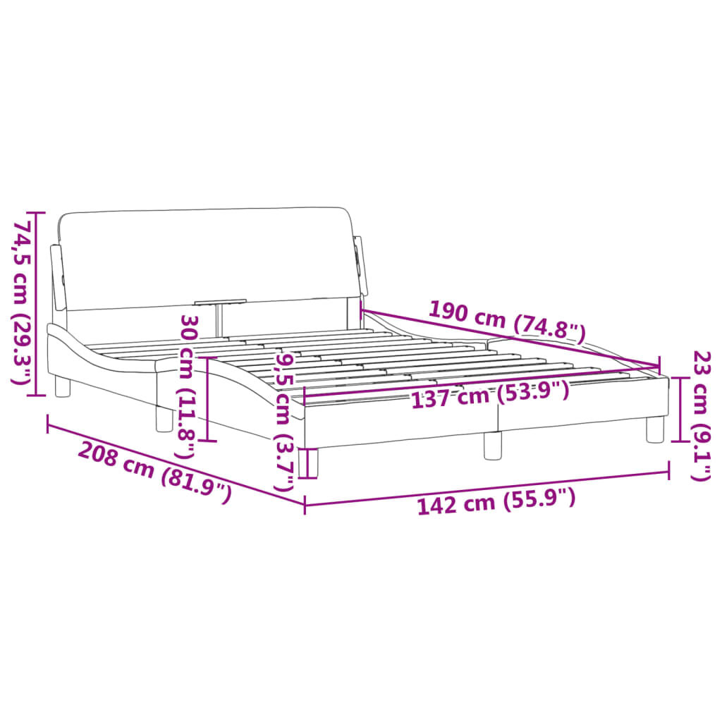vidaXL Bed Frame without Mattress Dark Grey 137x187 cm Double Velvet