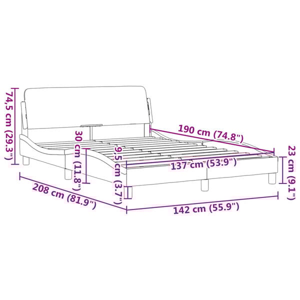 vidaXL Bed Frame "Dover" Dark Grey 137x190 cm Double Velvet