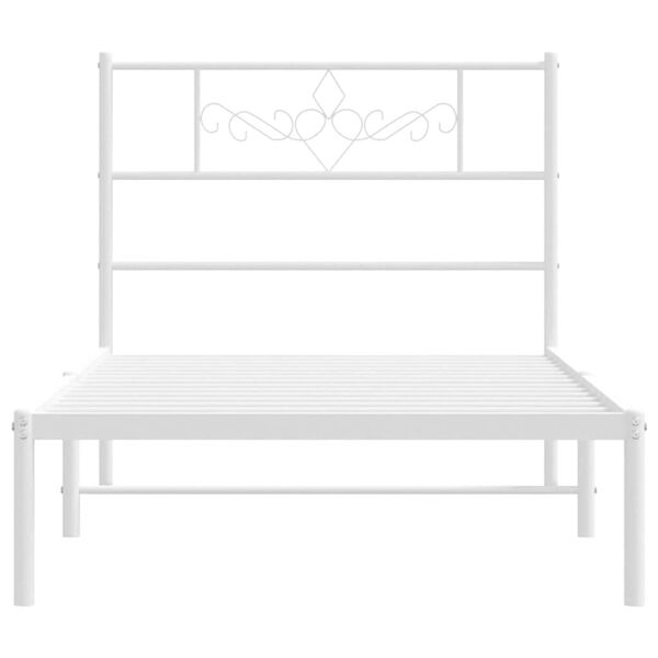 vidaXL Metal Bed Frame without Mattress with Headboard White 100x190cm