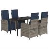 vidaXL 5 Piece Garden Dining Set with Cushions Grey Poly Rattan