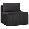 vidaXL 7 Piece Garden Lounge Set with Cushions Poly Rattan Black