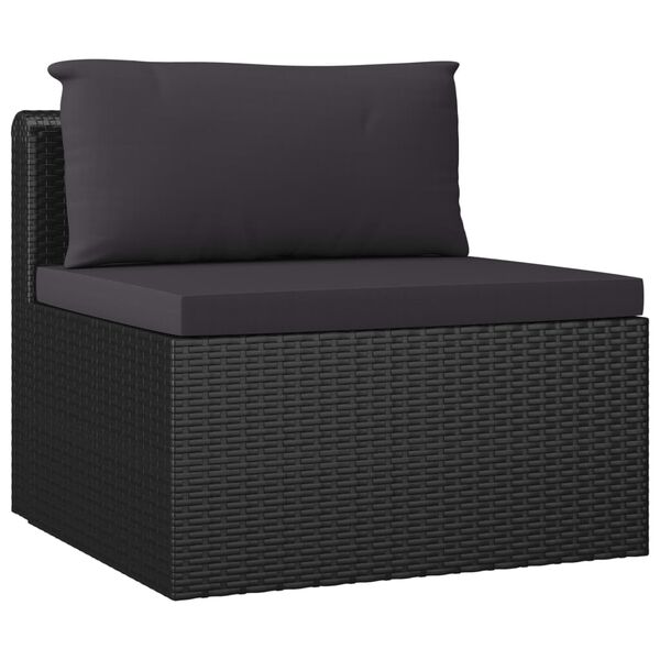 vidaXL 7 Piece Garden Lounge Set with Cushions Poly Rattan Black