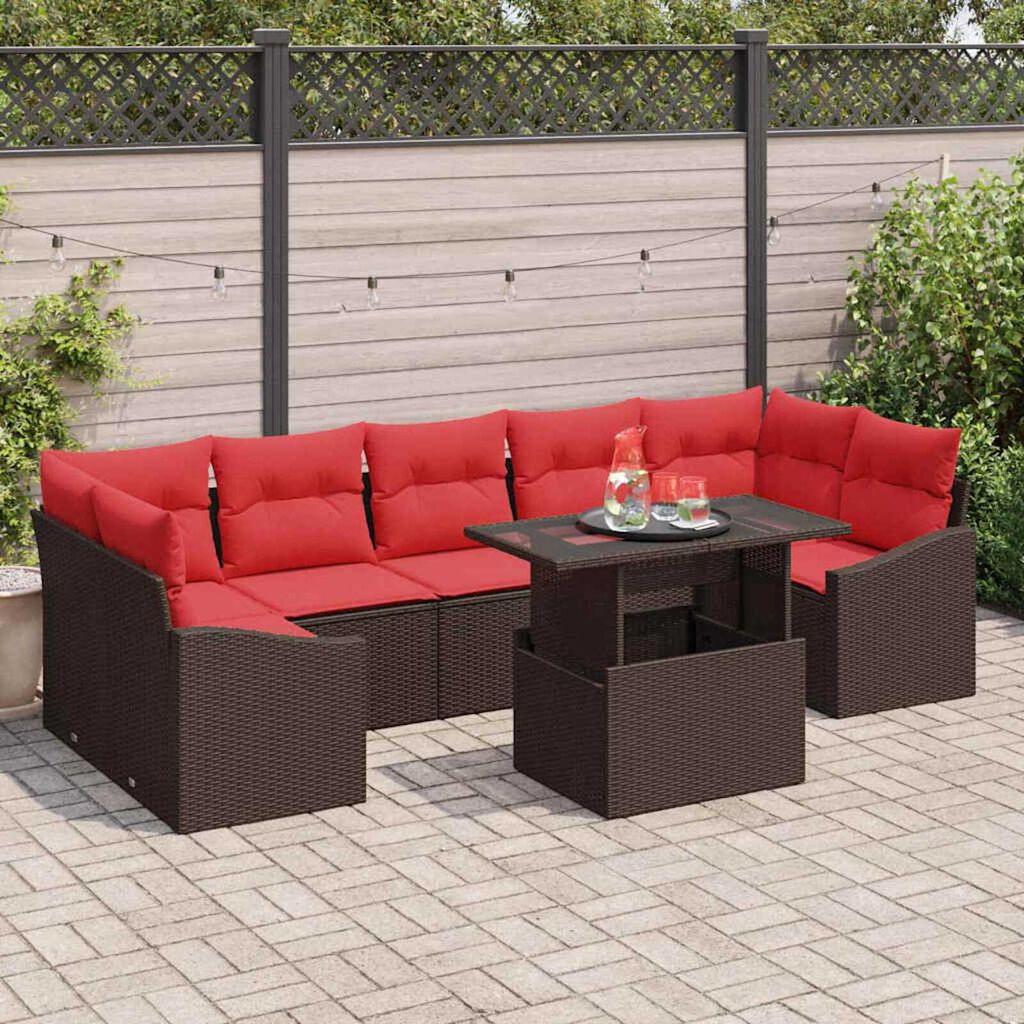vidaXL Garden Sofa Set Manual 8 pcs Brown and red 100 x 55 x 73 cm