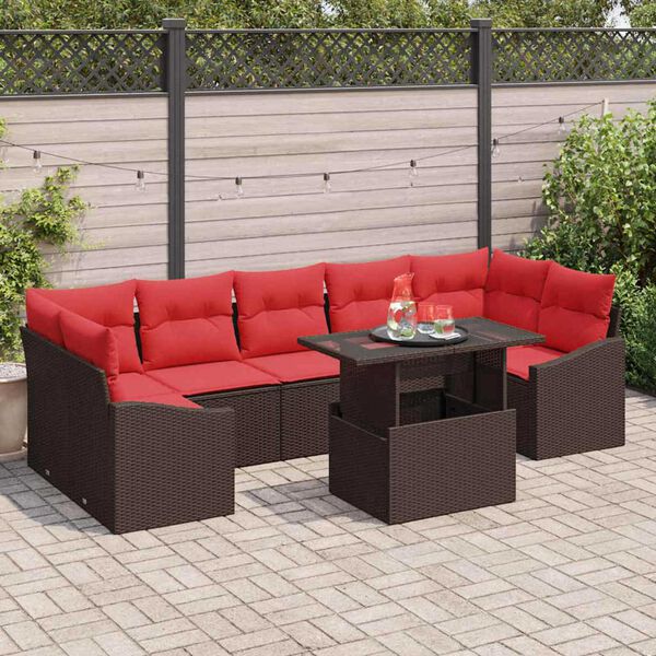 vidaXL Garden Sofa Set Manual 8 pcs Brown and red 100 x 55 x 73 cm