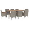 vidaXL 9 Piece Garden Dining Set with Cushions Grey Poly Rattan