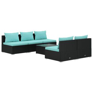 vidaXL 6 Piece Garden Lounge Set with Cushions Poly Rattan Black
