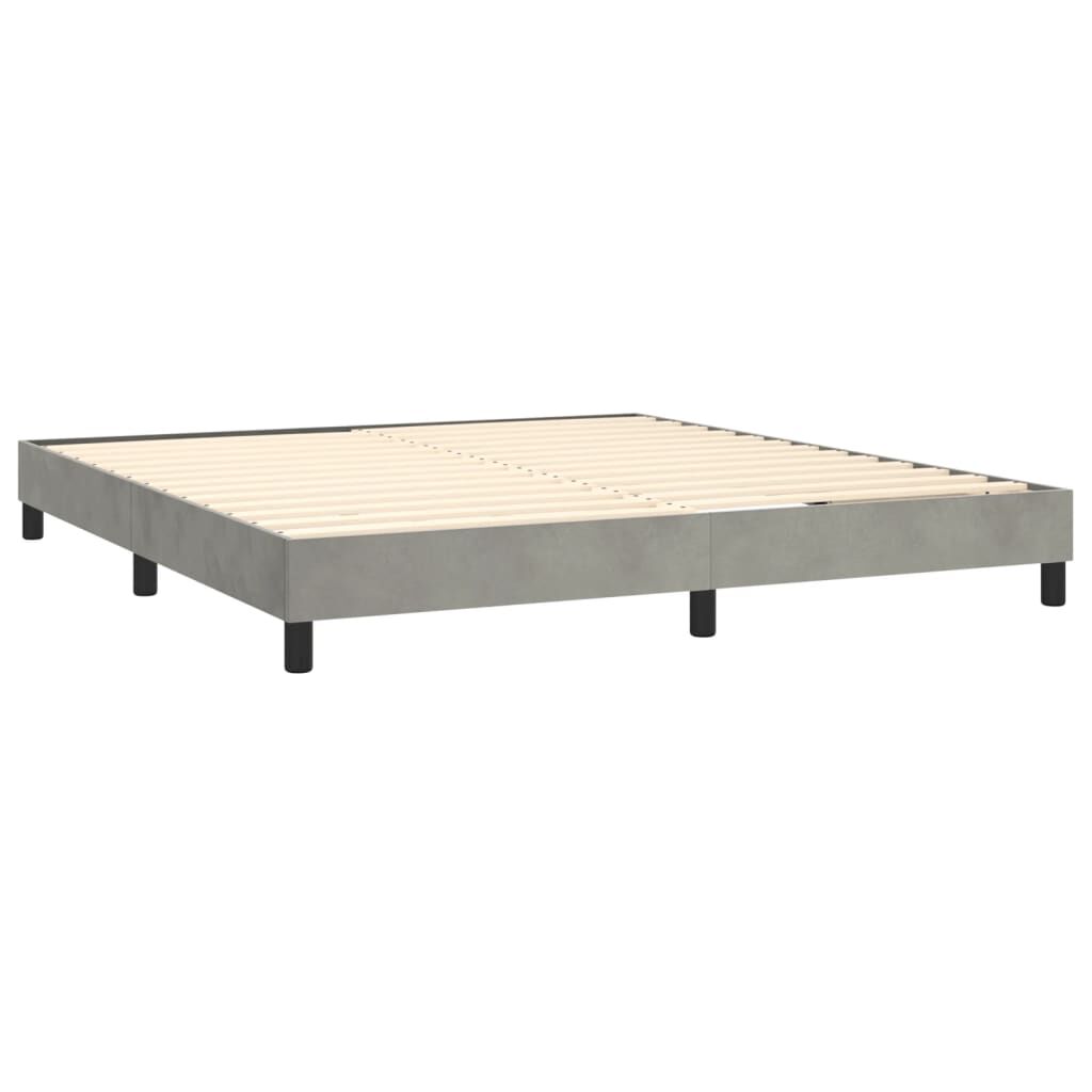 vidaXL Box Spring Bed with Mattress Light Grey 183x213 cm California King Velvet