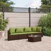 vidaXL 5 Piece Garden Sofa Set with Cushions Brown Poly Rattan
