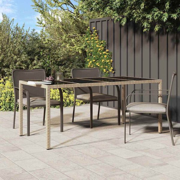 vidaXL Garden Dining Table Beige 190 x 90 x 75 cm Poly rattan
