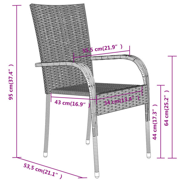 vidaXL 3 Piece Garden Dining Set Grey and Black