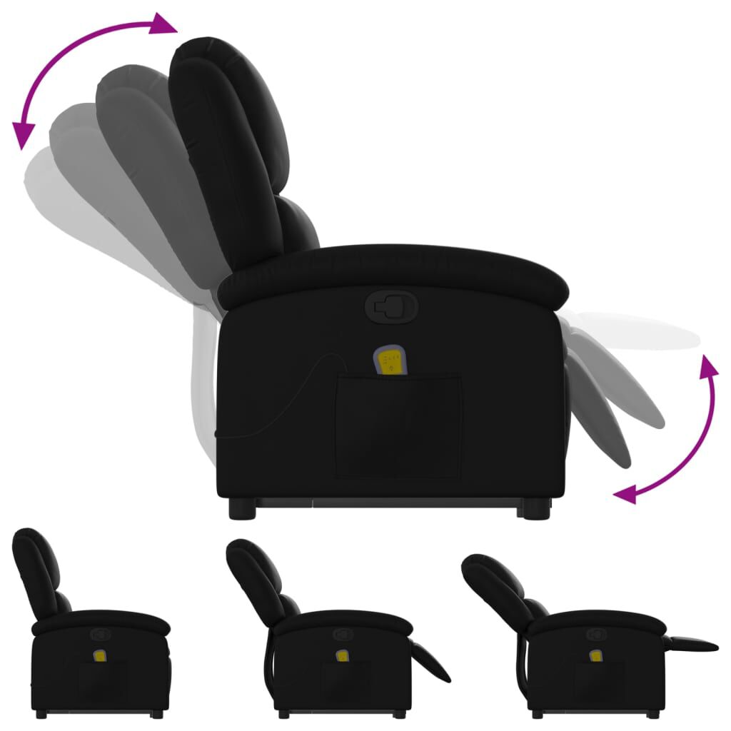 vidaXL Stand up Massage Recliner Chair Black Faux Leather