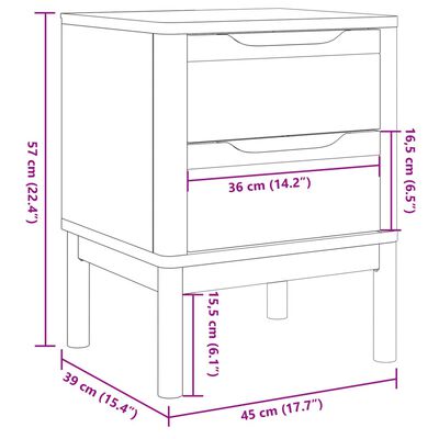 vidaXL Bedside Cabinet FLORO White 45x39x57 cm Solid Wood Pine