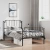 vidaXL Metal Bed Frame without Mattress with Footboard Black 100x200cm