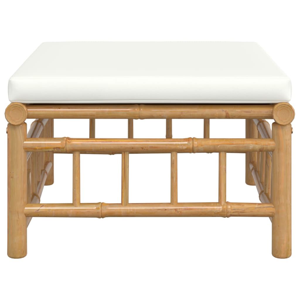 vidaXL Garden Footstool with Cream White Cushion Bamboo