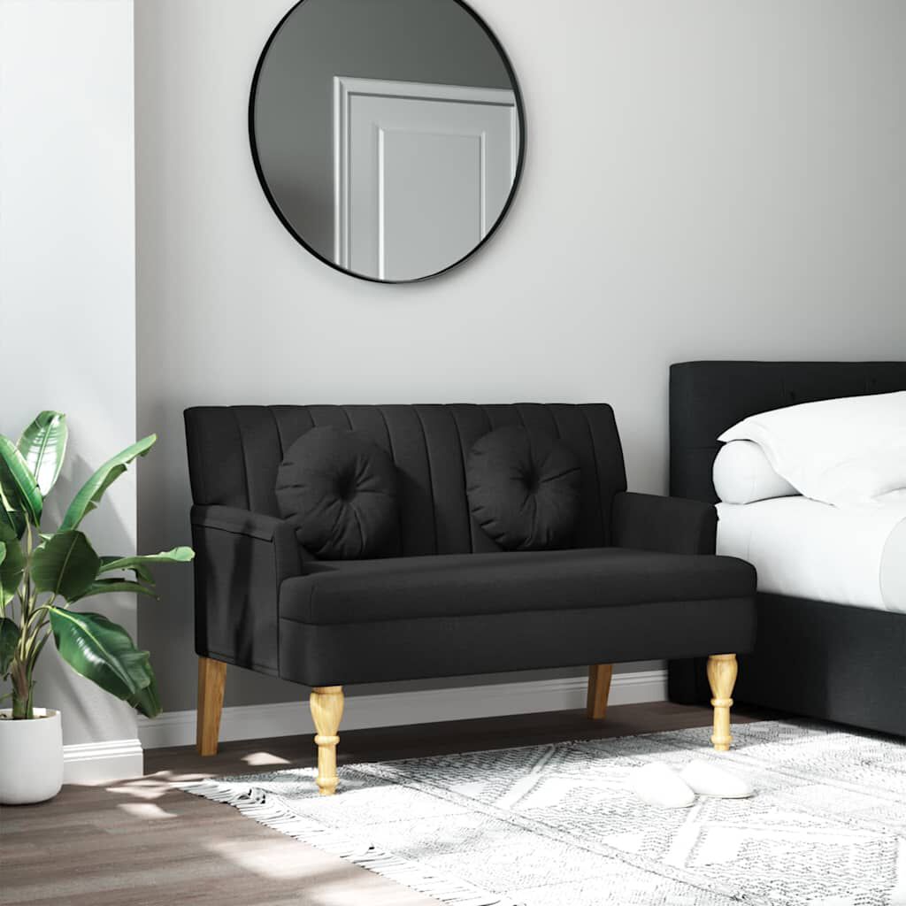 vidaXL Bench with Cushions Black 113x64.5x75.5 cm Fabric