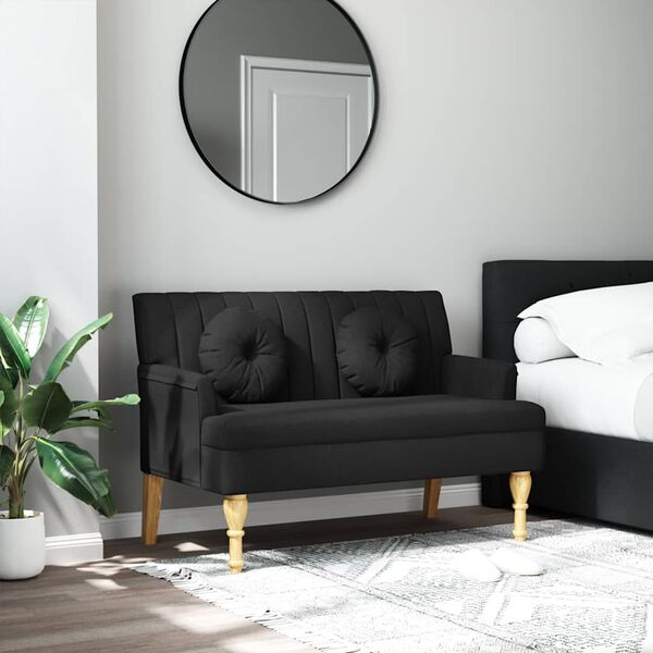 vidaXL Bench with Cushions Black 113x64.5x75.5 cm Fabric