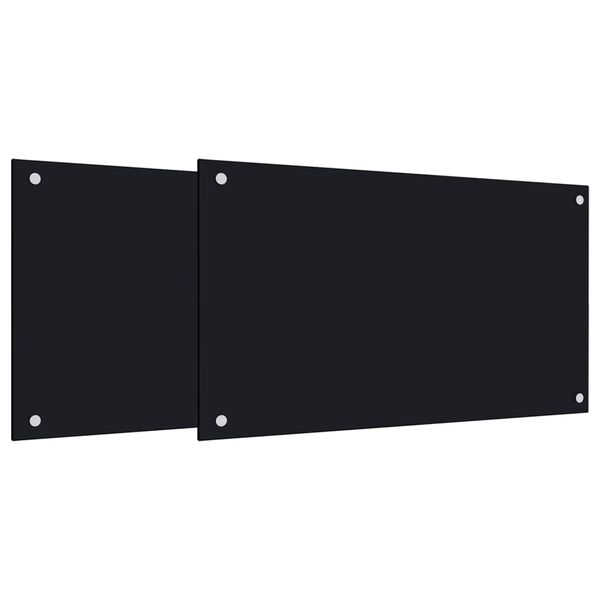 vidaXL Kitchen Backsplashes 2 pcs Black 70x60 cm Tempered Glass