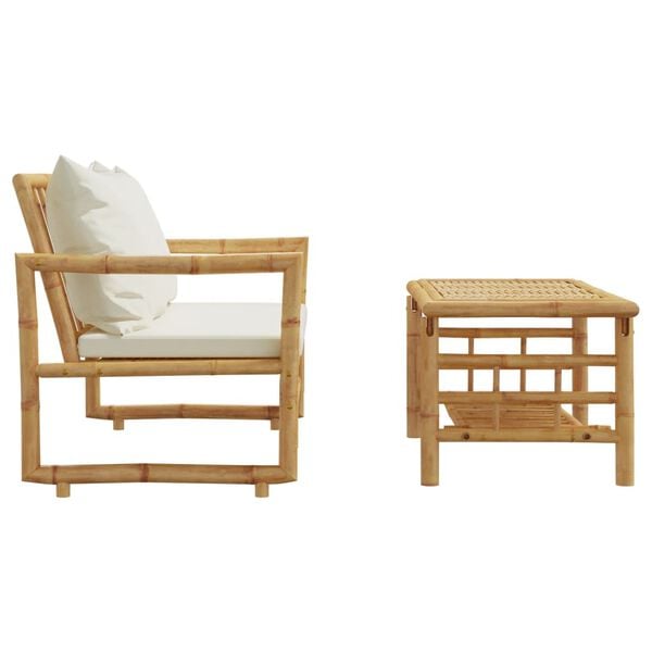 vidaXL 2 Piece Garden Sofa Set with Cushions Bamboo