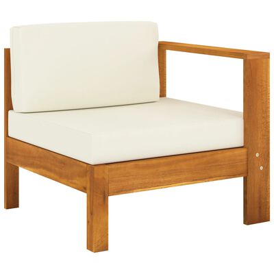 vidaXL 5 Piece Garden Lounge Set with Cream White Cushions Acacia Wood