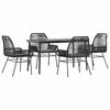 vidaXL 5 Piece Garden Dining Set with Cushions Black Poly Rattan Glass