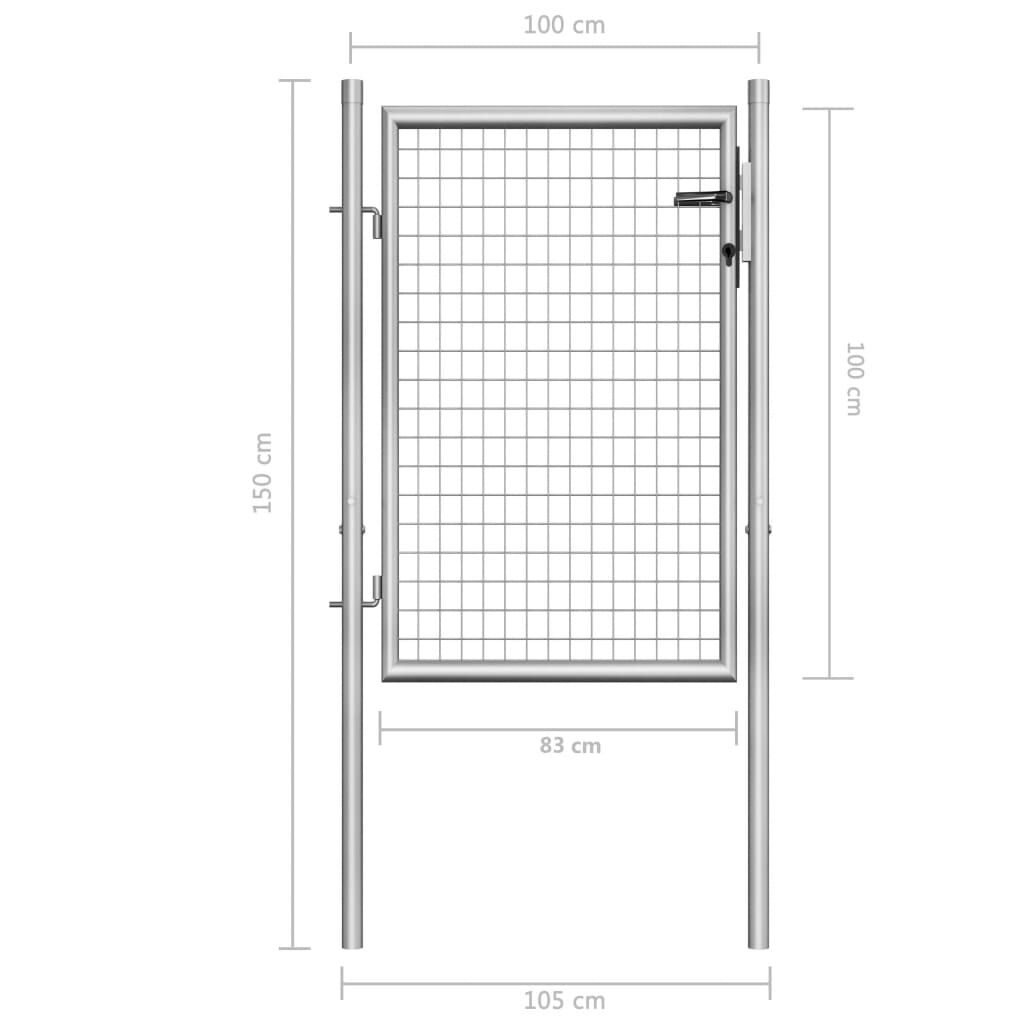 vidaXL Garden Gate Galvanised Steel 105x150 cm Silver