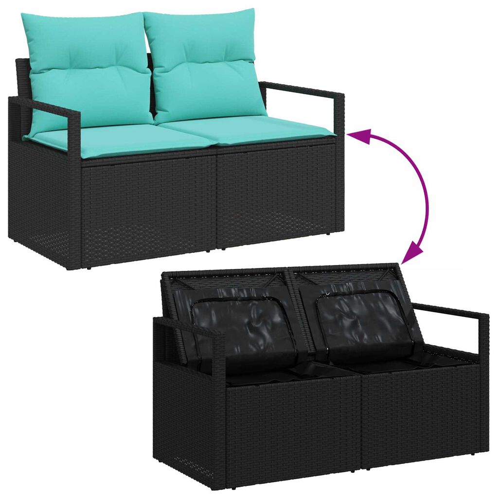 vidaXL 6 Piece Garden Sofa Set with Cushions Black Poly Rattan