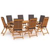 vidaXL 9 Piece Garden Dining Set with Cushions Solid Teak Wood Grey