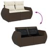 vidaXL Garden Sofa with Cushions 2-Seater Brown Poly Rattan
