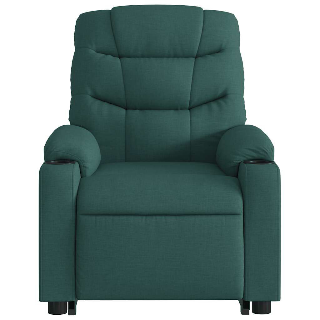 vidaXL Stand up Massage Recliner Chair Dark Green Fabric
